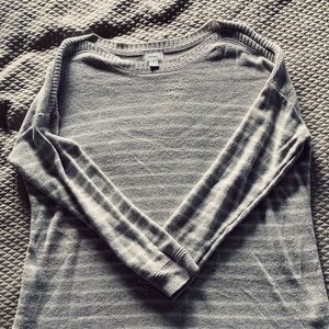 gray stripped sweater